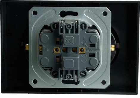 Розетка двойная с заземлением и шторками (черный) Stekker Эмили 49856