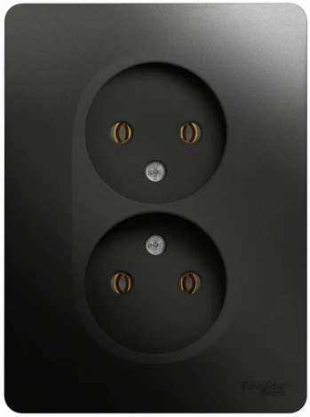 Розетка встраиваемая двойная без заземления (антрацит) Systeme Electric Glossa GSL000720