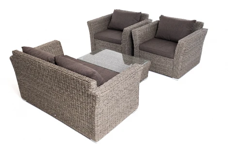 Лаунж-зона из искусственного ротанга (гиацинт), цвет серый 4SIS Капучино Сингл KSS2C2T-4-SET-TW graphite