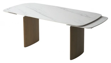 Стол КАЛВИН (CALVIN) 180 цвет КАРРАРА (SEMI-POLISHED SNOW CARRARA SOLID CERAMIC / СЕРЫЙ ДУБ, ®DISAUR M-City 64671