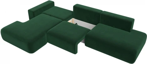 Диван угловой Лига-036 НПБ Модерн Лонг левый угол (Зеленый/Велюр) Лига Диванов арт.121427L