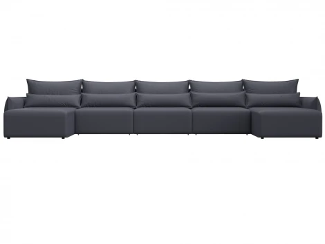 Диван П-образный Лига-051 НПБ МегаЛонг (ЛДСП,Брус,Фанера/Пластик/Экокожа/Серый) Лига Диванов 129901