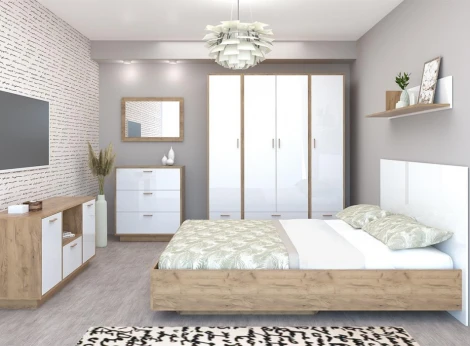 Шкаф Woodville Эго Шк-1 на подиуме дуб крафт золотой / белый глянец 455854