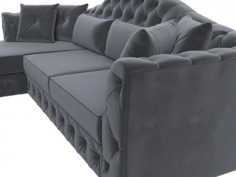 Диван угловой Артис левый угол (Серый/Велюр) Лига Диванов арт.121586L