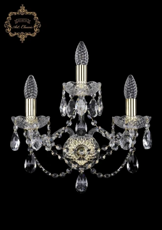 Бра Art Classic 10.21 10.21.2+1.141.Gd.Sp (220V, хрусталь, подвески, подсвечник, свеча)