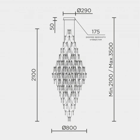 Подвесная люстра светодиодная хрустальная с пультом с регулировкой цветовой температуры Modelux ML.7826.800P GD