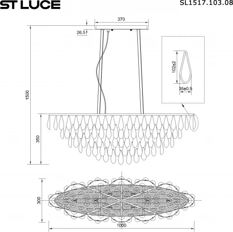 Подвесная люстра ST Luce Faenza SL1517.103.08 Серебристый/Белый, Золотистый E14 8*40W (220V, на тросе)