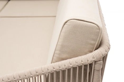 "Канны" модульная угловая лаунж-зона из роупа (веревки) со столом "Диего" (молочный), цвет бежевый 4SIS арт.УТ-00008432