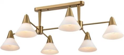 Потолочная люстра на штанге Lumion Corne 8113/6 латунь/белый, металл/стекло E27 6*60W 220V