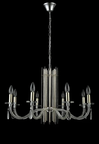 Подвесная люстра AURELIO SP8 GOLD+CHROME/TRANSPARENT Crystal Lux (220V, хрусталь, на цепи, свеча)