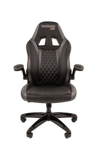 Кресло Chairman game 15 Россия экокожа черный/серый 7213477