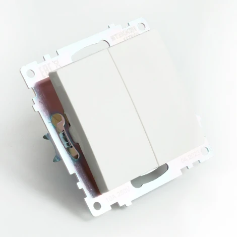 Переключатель двухклавишный (белый) Stekker Катрин 49166