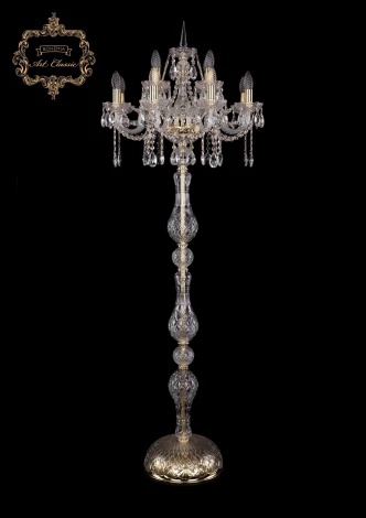 Торшер Art Classic 13.12 13.12.8+4.195.h-165.Gd.Sp (220V, хрусталь, подвески, подсвечник, свеча, под старину)