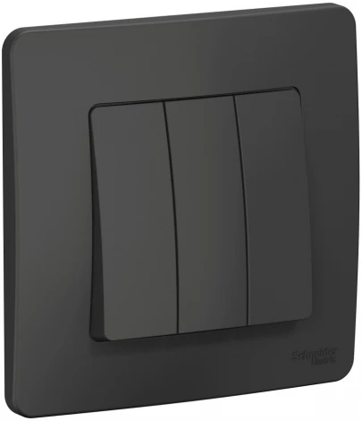 Выключатель встраиваемый трехклавишный (антрацит) Systeme Electric Blanca BLNVS100506