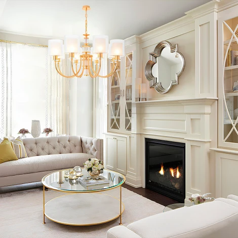 Подвесная люстра Crystal Lux ELENA SP8 GOLD (220V, на цепи, круглые)