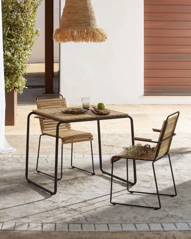 Стул уличный La Forma (ex Julia Grup) Yukari (Черный/ Акация,Сталь)