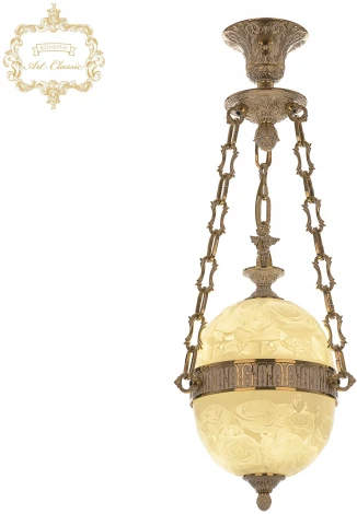 Подвесной светильник Art Classic 34.10 34.1000P.20.GW.Rose.FA10S (220V, на цепи, шар, ангелы)