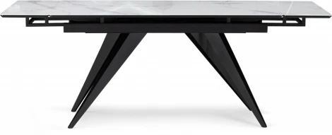 Стол стеклянный Notta Дарвин 140(200)х80 белый мрамор / черный арт.612177