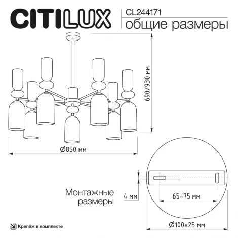 Потолочная люстра на штанге Citilux Tendy CL244171
