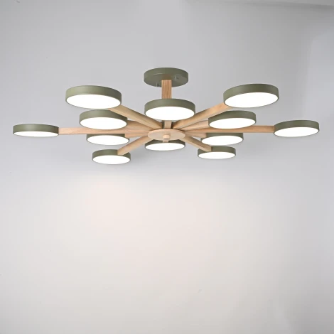 Потолочная люстра Wi-Fi на штанге Turna L12 Khaki By ImperiumLoft Turna-B01 (LED, 220V, голосовое управление, умный дом - Алиса)