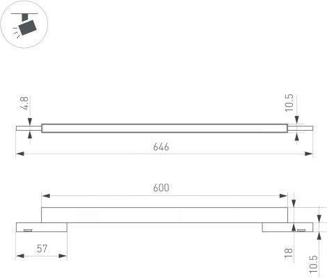светильник магнитный MAG-MICROCOSM-FLAT-L600-16W Warm3000 (BK, 100 deg, 24V) (Arlight, IP20 Металл) 043273