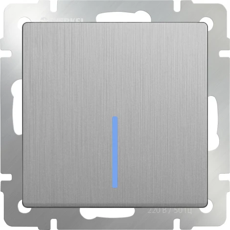 Выключатель одноклавишный проходной с подсветкой (cеребряный рифленый) Werkel W1112109 (a051361)