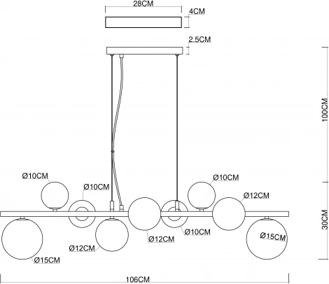 Подвесной светильник Arte Lamp Gemini A2243SP-9BK (220V, на тросе, шарики)