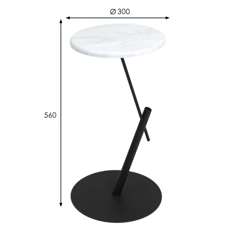 Стол приставной круглый МеталлАрт М015 белый мрамор/черный Mebelik 009506