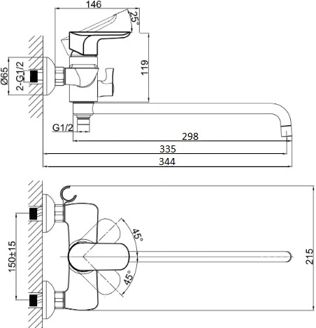 Смеситель D&K Baciano DA1033301 универсальный