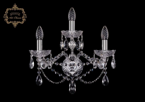 Бра Art Classic 10.21 10.21.2+1.165.XL.Cr.Sp (220V, хрусталь, подвески, подсвечник, свеча)