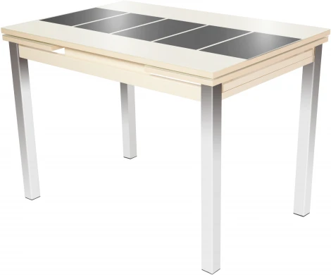 Стол Шанхай Каре, Кремовый/Стекло молочное/Рисунок коричневый, Аврора