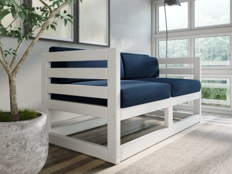 Диван Arsko Магнус М белая эмаль велюр синий