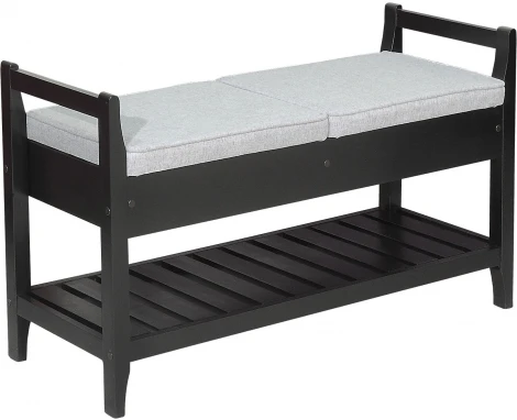 Скамья для прихожей Н с ящиком, ткань серый, каркас венге Mebelik арт.007591