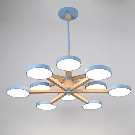 Потолочная люстра Wi-Fi на штанге Turna Dbl L12 Blue By ImperiumLoft Turna-Dbl01 (LED, 220V, голосовое управление, умный дом - Алиса)