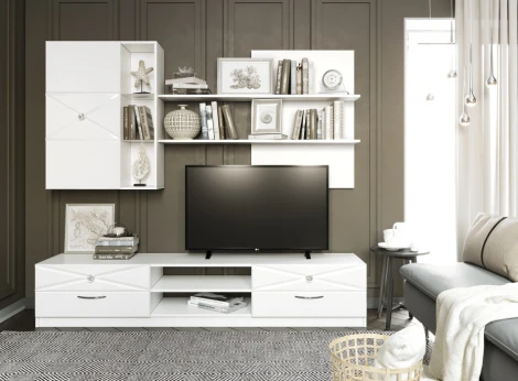 Готовые гостиные Woodville Севиль белый глянец / белый эггер 497388