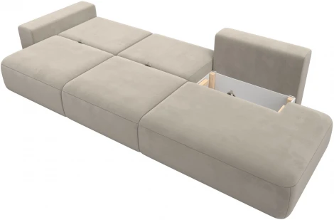 Диван прямой Лига-036 НПБ Модерн Лонг подлокотник слева (Бежевый/Микровельвет) Лига Диванов арт.121347L