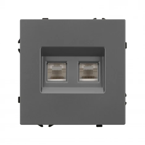 Механизм сдвоенной телефонной розетки SCT-NOBE-MTL2-SFPL-GR (RJ-11, 4C) (Arlight, Серый базальт) 054311