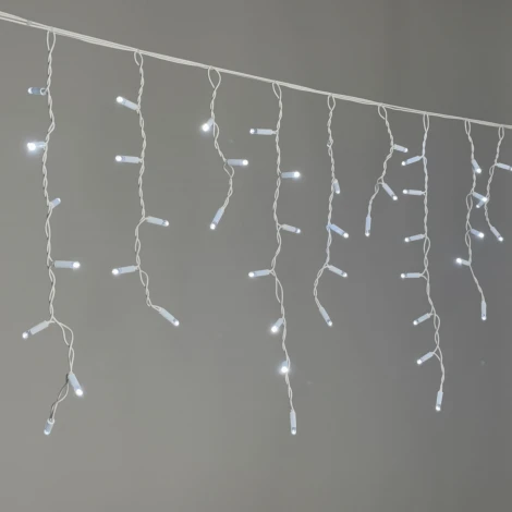 Гирлянда Бахрома 3,1 x 0,5 м белая 220В, 120 LED, провод белый каучук 2,3мм, IP65 Laitcom ECO120-8-2W