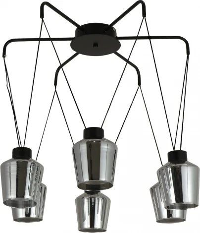 Подвесной светильник Escada Trenton 2140/6S 6x40Вт E27, металл/стекло, черный, дымчатый плафон (220V, на проводе)