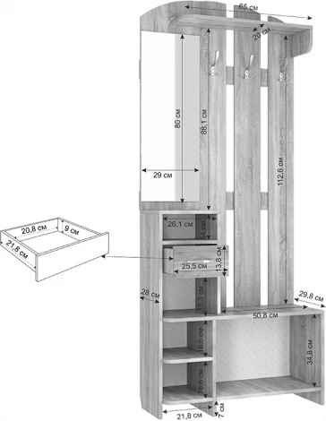 Прихожая Мила, цвет белое дерево Mebelson (арт.PR-0018.2552)