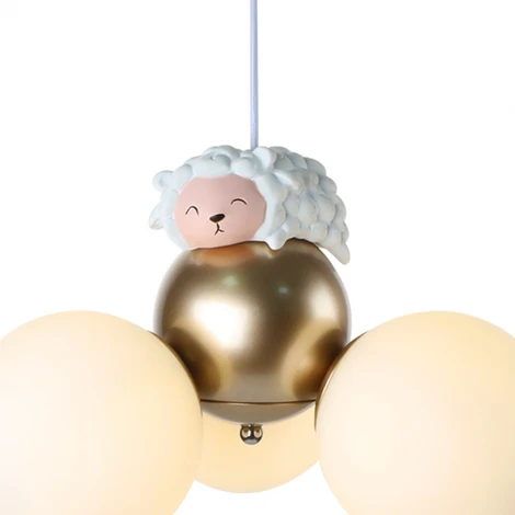 Подвесной светильник для детской шарики Escada Fluff 1101/3S (220V, на проводе, шарики, животные)