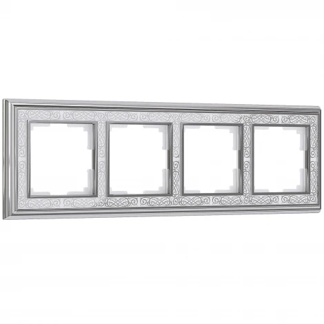 Рамка на 4 поста (хром/белый) W0041431 (a051320)