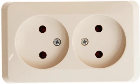 Розетка накладная двойная без заземления (кремовый) Systeme Electric Этюд PA16-005K