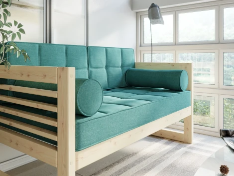 Диван Arsko прямой Сега М сосна рогожка бирюзовая