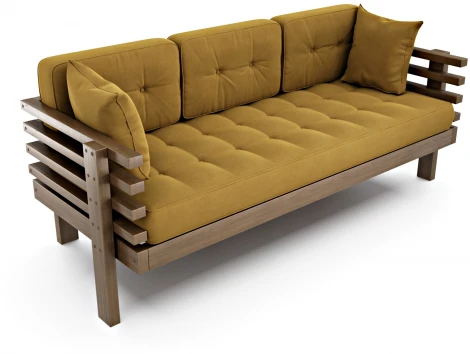 Диван Arsko Стоун орех горчичный велюр