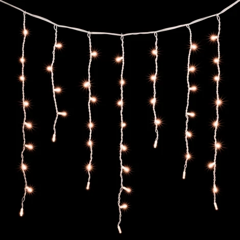 Гирлянда Бахрома 3,2 x 0,9 м Экстра Тепло-Белая 220В, 168 LED, Провод Белый Каучук, IP65