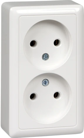 Розетка накладная двойная без заземления (белый) Systeme Electric HIT RA16-237-B