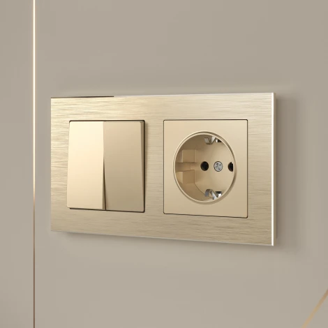 Выключатель двухклавишный проходной (шампань) Werkel W1122011 (a050866)