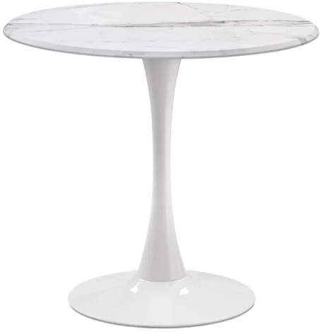 Стол деревянный Woodville Тулип 80х73 мрамор белый / белый 530832