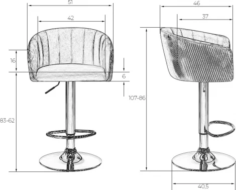 Стул барный DOBRIN DARCY BLACK (синий велюр (1922-20))